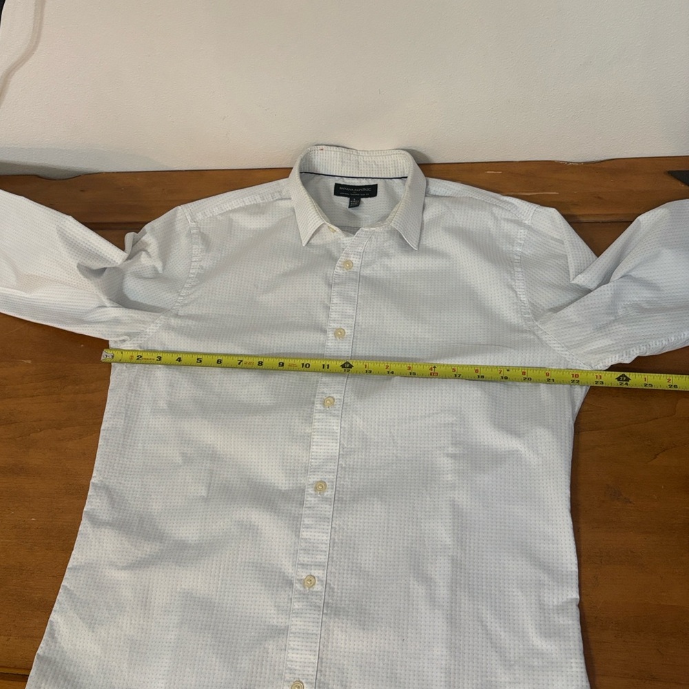 Banana Republic White Checkered Dress Shirt Size Large - Picture 8 of 10